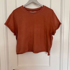 Rust Orange distressed hem Top